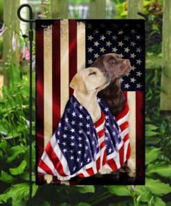 chocolate and yellow labrador retrievers american patriot flag 7622