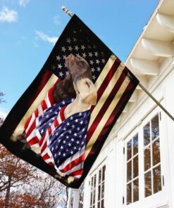 chocolate and yellow labrador retrievers american patriot flag 7810