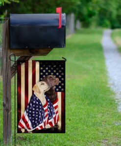 chocolate and yellow labrador retrievers american patriot flag 8877