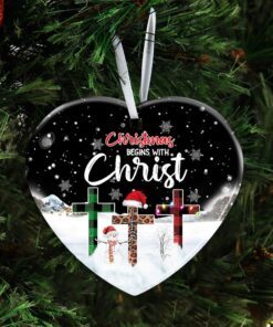 christmas begins with christ. christian ceramic ornament 2152