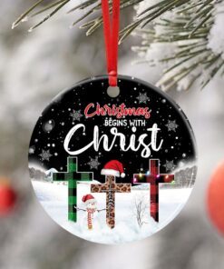 christmas begins with christ. christian ceramic ornament 3221