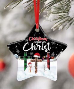 christmas begins with christ. christian ceramic ornament 4659