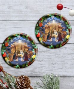 christmas circle ceramic ornament birth of christ ddh2959o 2288