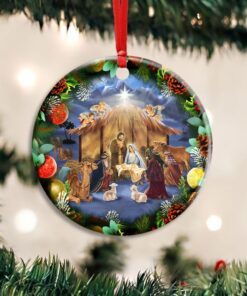 christmas circle ceramic ornament birth of christ ddh2959o 2437