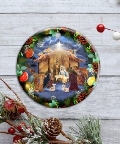 christmas circle ceramic ornament birth of christ ddh2959o 7003