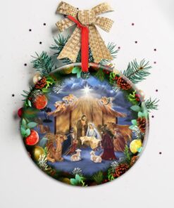 christmas circle ceramic ornament birth of christ ddh2959o 8945