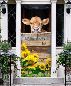 cow sunflower door cover 1003