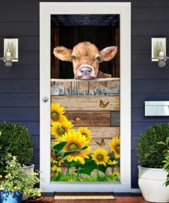 cow sunflower door cover 4775