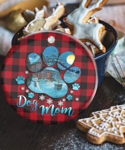 dog mom dog paws circle ornament mbh240o 5531