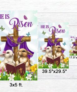 easter flag he is risen bunny cross christian tqn959f 5934