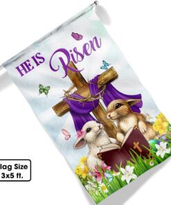 easter flag he is risen bunny cross christian tqn959f 6779