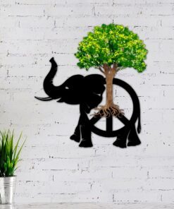 elephant hanging metal sign hippie forest peace lnt68ms 3436