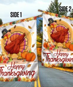 fall happy thanksgiving flag happy turkey lnt534f 2378