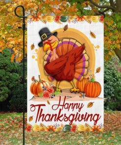 fall happy thanksgiving flag happy turkey lnt534f 5146