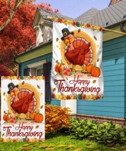 fall happy thanksgiving flag happy turkey lnt534f 5933