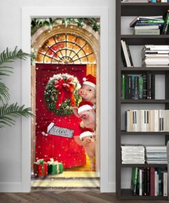 farmhouse pig christmas door cover 2687