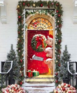 farmhouse pig christmas door cover 3979