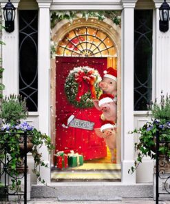 farmhouse pig christmas door cover 5872