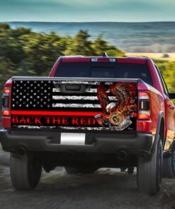 firefighter. back the red. truck tailgate decal sticker wrap 1284