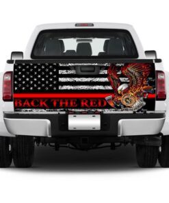 firefighter. back the red. truck tailgate decal sticker wrap 1543