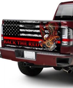 firefighter. back the red. truck tailgate decal sticker wrap 6262