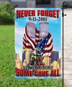 firefighter 343. never forget 9 11 2001 flag 5964