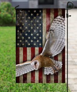 flying barn owl american flag 2598