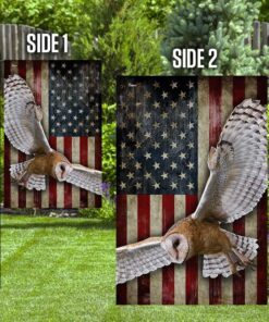 flying barn owl american flag 4807