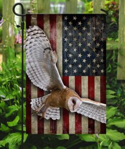 flying barn owl american flag 5780