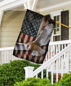 flying barn owl american flag 6219