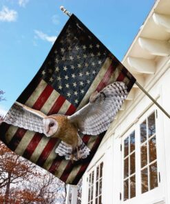 flying barn owl american flag 7071