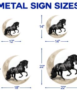 friesian horse and moon hanging metal sign qnk1005ms 3189