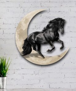 friesian horse and moon hanging metal sign qnk1005ms 8759