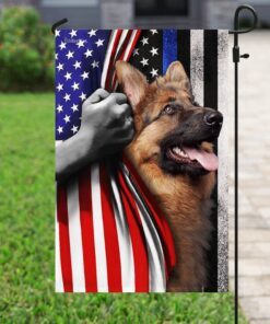 german shepherd. the thin blue line america us flag 1135