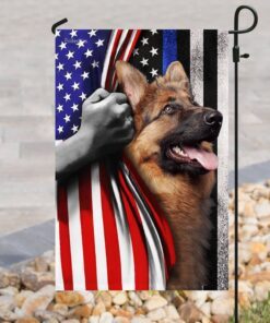 german shepherd. the thin blue line america us flag 3637