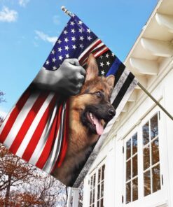 german shepherd. the thin blue line america us flag 5695