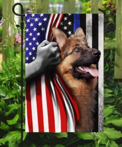 german shepherd. the thin blue line america us flag 7353