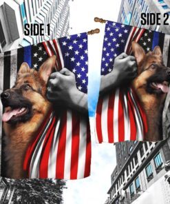 german shepherd. the thin blue line america us flag 7749