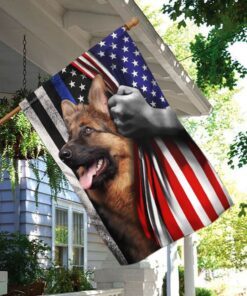 german shepherd. the thin blue line america us flag 8637