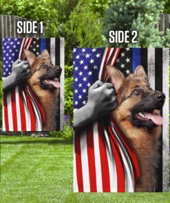 german shepherd. the thin blue line america us flag 8764