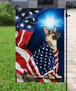 german shepherd christian cross flag 3917