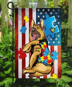 german shepherd strong autism awareness flag 5221