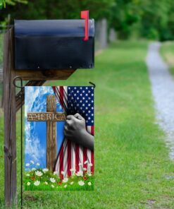 god bless america christian cross us flag 1329