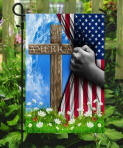 god bless america christian cross us flag 1666