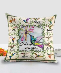 god says you are hummingbird cushion 4453