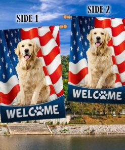 golden retriever dog 4th of july american flag tqn1226f 1118