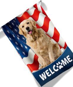 golden retriever dog 4th of july american flag tqn1226f 1225