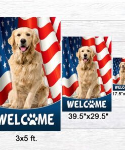 golden retriever dog 4th of july american flag tqn1226f 1980