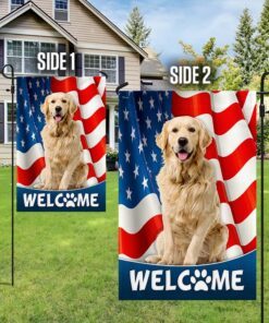 golden retriever dog 4th of july american flag tqn1226f 4156