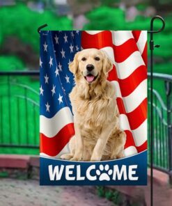 golden retriever dog 4th of july american flag tqn1226f 5323